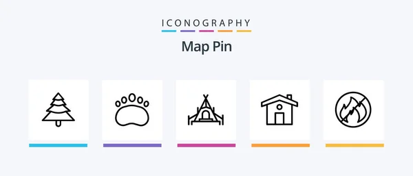 Map Pin Line Icon Pack Including Sign Gas Station Transport — Stockvector