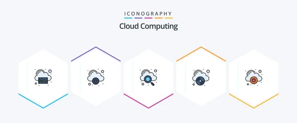 Cloud Computing Filledline Icon Pack Including Setting Cloud Dvd Cloud — 图库矢量图片