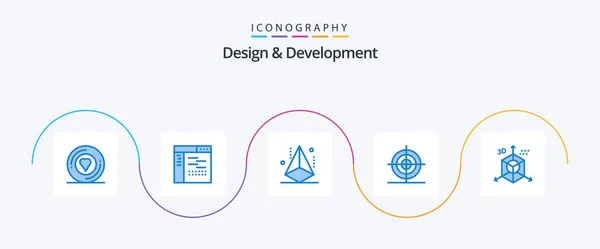 Design Development Blue Icon Pack Including Shape Education Source Design — Stock Vector