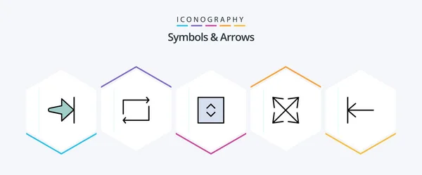 Symbols Arrows Filledline Icon Pack Including Square Start Arrow — Stockvector