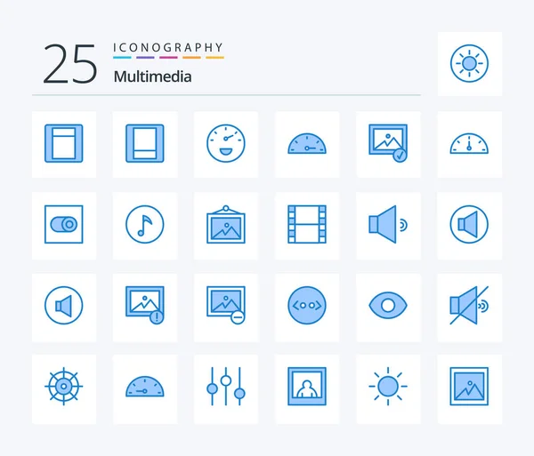 Multimedia Blue Color Icon Pack Including Note Key Selected Toggle — стоковый вектор