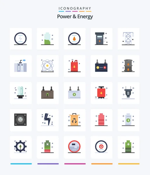 Creative Power Energy Flat Icon Pack Power Gas Energy Energy — Archivo Imágenes Vectoriales
