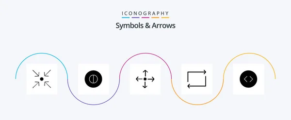 Symbols Arrows Glyph Icon Pack Including Full Screen Enlarge Arrows — Archivo Imágenes Vectoriales