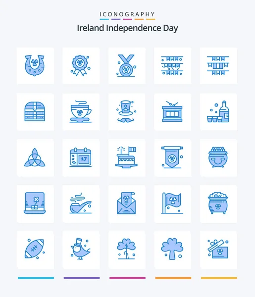Creative Ireland Independence Day Blue Icon Pack Coffee Security Flag — Stock Vector