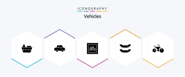 Vehicles Glyph Icon Pack Including Transport Parking Sport Kayak — Vector de stock
