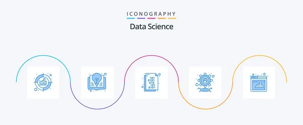 Data Science Blue Icon Pack Including Online User Knowledge Settings — стоковый вектор