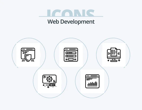 Web Development Line Icon Pack Icon Design Web Development Web — Vettoriale Stock