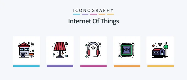Internet Things Line Filled Icon Pack Including Temperature Wifi Car — Image vectorielle