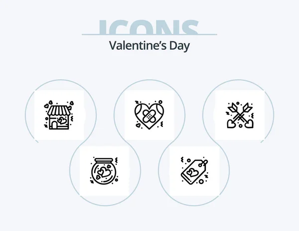 Valentines Day Line Icon Pack Icon Design Bandage Love Wedding — Stock Vector