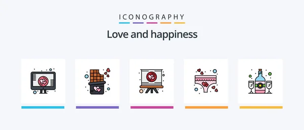 Love Line Filled Icon Pack Including Heart Balloon Heart Air — Image vectorielle