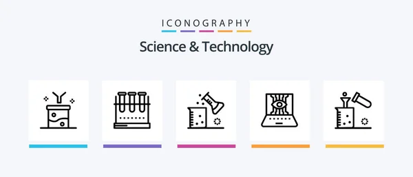 Science Technology Line Icon Pack Including Lab Flask Chemical Flask — Stok Vektör