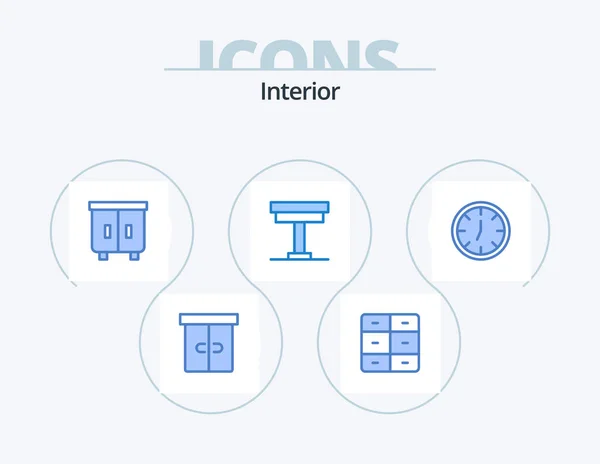 Interior Blue Icon Pack Icon Design Wall Chair Interior Table — Stockový vektor