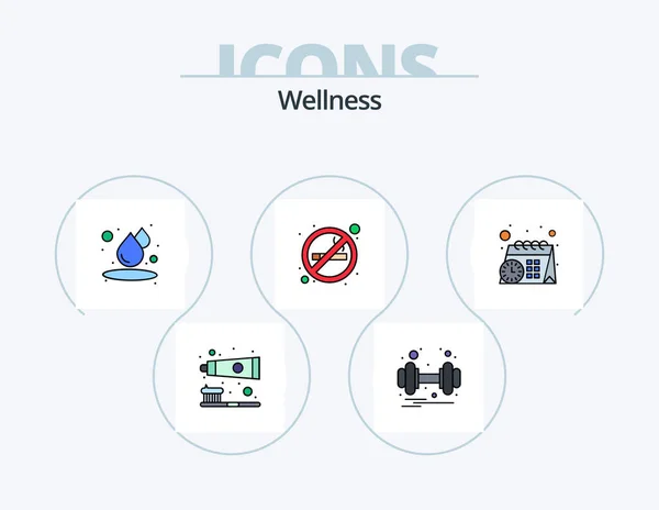 Wellness Line Filled Icon Pack Icon Design Heart Apple Stone — 图库矢量图片