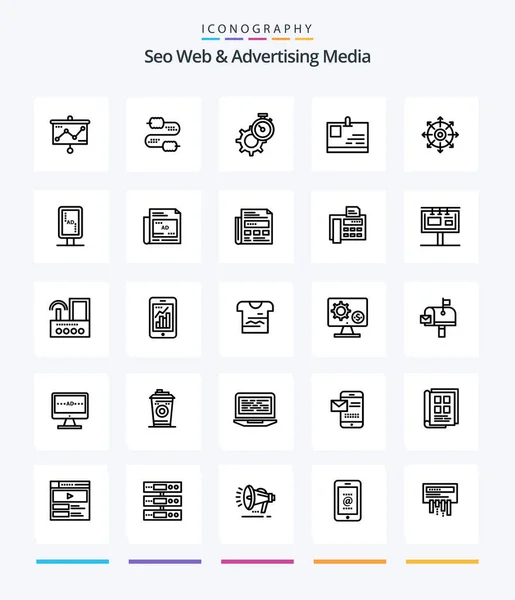 Creative Seo Web Advertising Media Outline Icon Pack Target Identity — Vector de stock