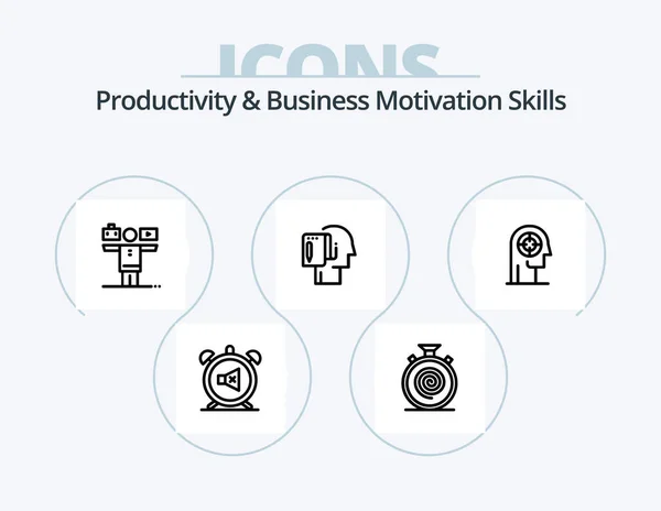Productivity Business Motivation Skills Line Icon Pack Icon Design Focus — Vector de stock