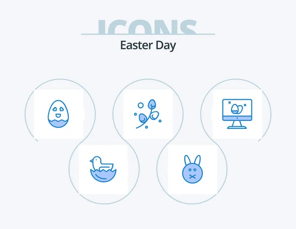 Easter Blue Icon Pack Icon Design Egg Easter Screen Holiday — Stockový vektor