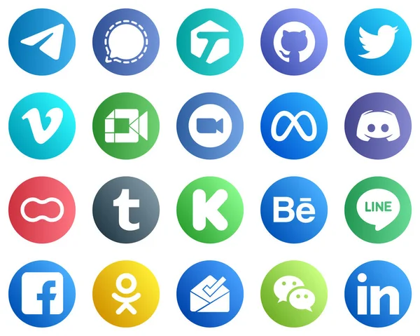 All One Social Media Icon Set Icons Meeting Zoom Twitter — Stockvector