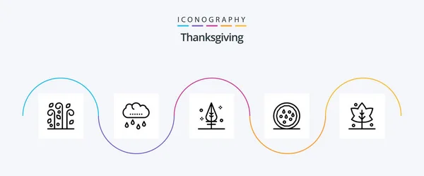 Thanks Giving Line Icon Pack Including Thanks Feather Leaf Snack — 图库矢量图片
