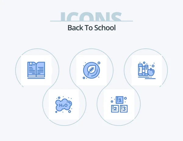 Back School Blue Icon Pack Icon Design Books School School — Stock vektor