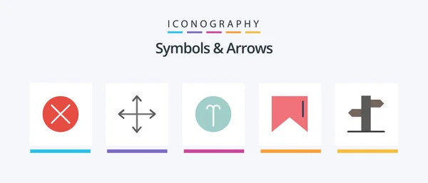 Symbols Arrows Flat Icon Pack Including Direction Address Opposites Flag — Vector de stock