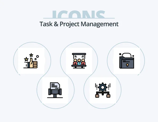 Task Project Management Line Filled Icon Pack Icon Design Mailbox — Stockový vektor