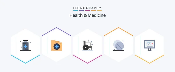 Health Medicine Flat Icon Pack Including Hospital Drug First Medicine — Vettoriale Stock