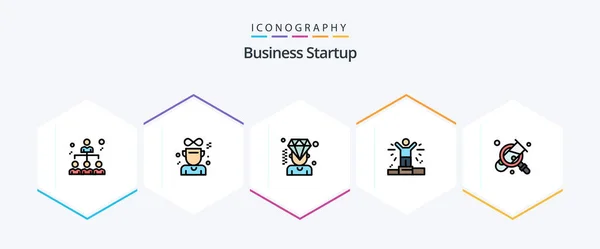 Business Startup Filledline Icon Pack Including Magnifying Business Business Person — Vector de stock
