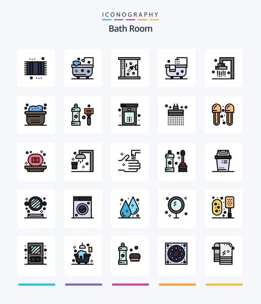 Creative Bath Room Line Filled Icon Pack Shower Cleaning Shower — Archivo Imágenes Vectoriales