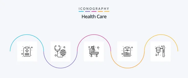 Health Care Line Icon Pack Including Drip Report Hospital Bed — Stockvektor