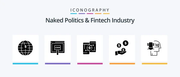 Naked Politics Fintech Industry Glyph Icon Pack Including Dollar Fintech — Stock Vector