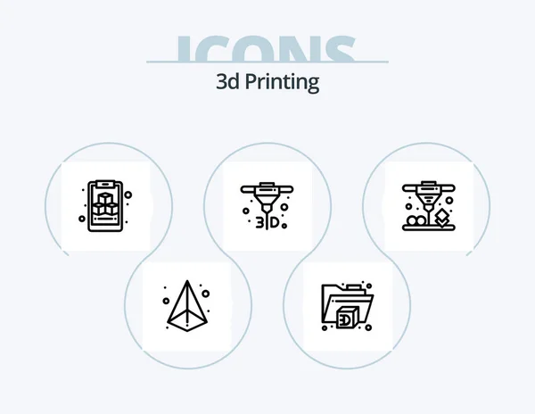 Printing Line Icon Pack Icon Design Internet Preview Monitor — Stockový vektor