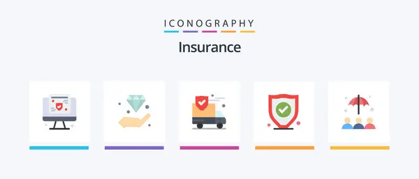 Insurance Flat Icon Pack Including Protection Security Invest Protection Van — Stockvektor