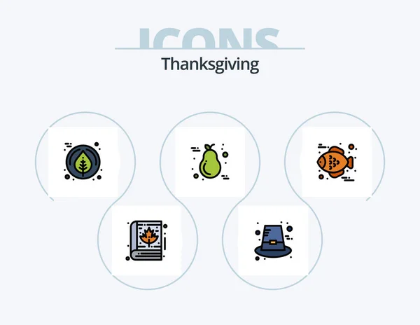Thanksgiving Line Filled Icon Pack Icon Design Thanksgiving Cherry Orange — Stockvektor