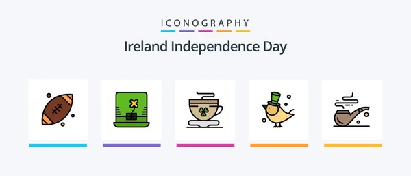 Ireland Independence Day Line Filled Icon Pack Including Envelope Patricks — Stockvektor