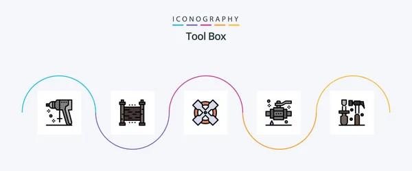 Tools Line Filled Flat Icon Pack Including Screwdriver Construction Tools — Vetor de Stock