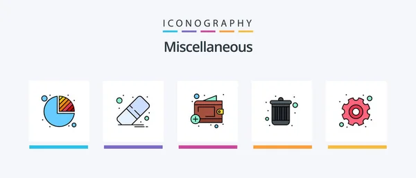Miscellaneous Line Filled Icon Pack Including Photo File Warning Error — Wektor stockowy