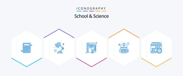 School Science Blue Icon Pack Including Education Book Student Bag — Wektor stockowy