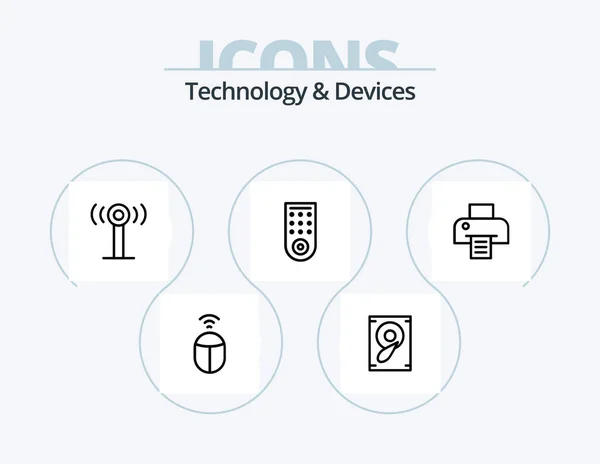 Devices Line Icon Pack Icon Design Woofer Speaker Joy Stick — Wektor stockowy
