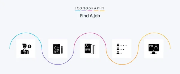 Find Job Glyph Icon Pack Including Internet Job Find Network — Vettoriale Stock