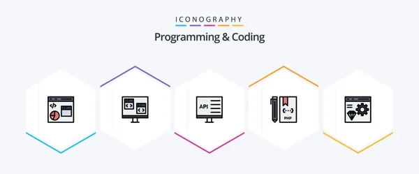 Programming Coding Filledline Icon Pack Including Coding App Develop Php — Stok Vektör