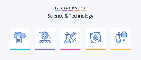 Science Technology Blue Icon Pack Including Modeling Application Computer Graphics — Stockvector