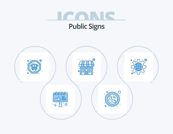 Public Signs Blue Icon Pack Icon Design Public Bus Global — Stock Vector