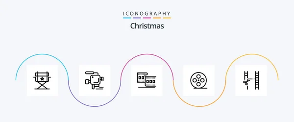 Christmas Line Icon Pack Including Cutting Cinema Cinema Multimedia Film — Vettoriale Stock