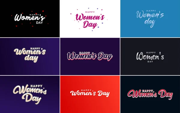 March Typographic Design Set Happy Women Day Text — Stockový vektor