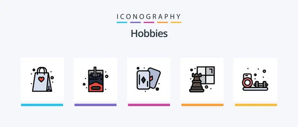 Hobbies Line Filled Icon Pack Including Fashion Fly Dressmaker Hobby — Image vectorielle
