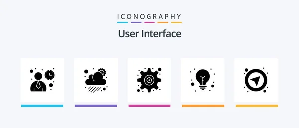 User Interface Glyph Icon Pack Including Select Interface Gear Tips — Vettoriale Stock