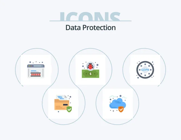 Data Protection Flat Icon Pack Icon Design Data Privacy Programming — Stockvector