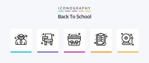 Back School Line Icon Pack Including School Pendulum Study Movement — Stockový vektor