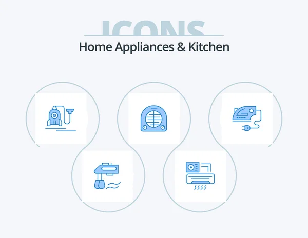 Home Appliances Kitchen Blue Icon Pack Icon Design Home Home — Image vectorielle