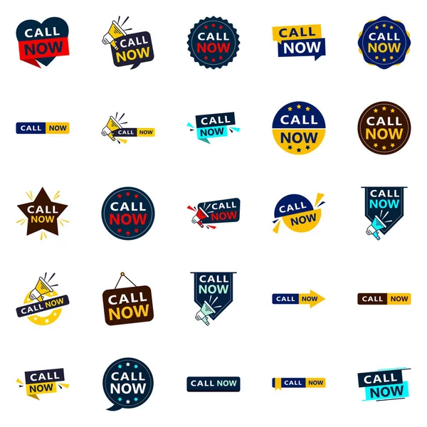 Call Now Unique Typographic Designs Stand Out Drive Phone Calls — Stok Vektör
